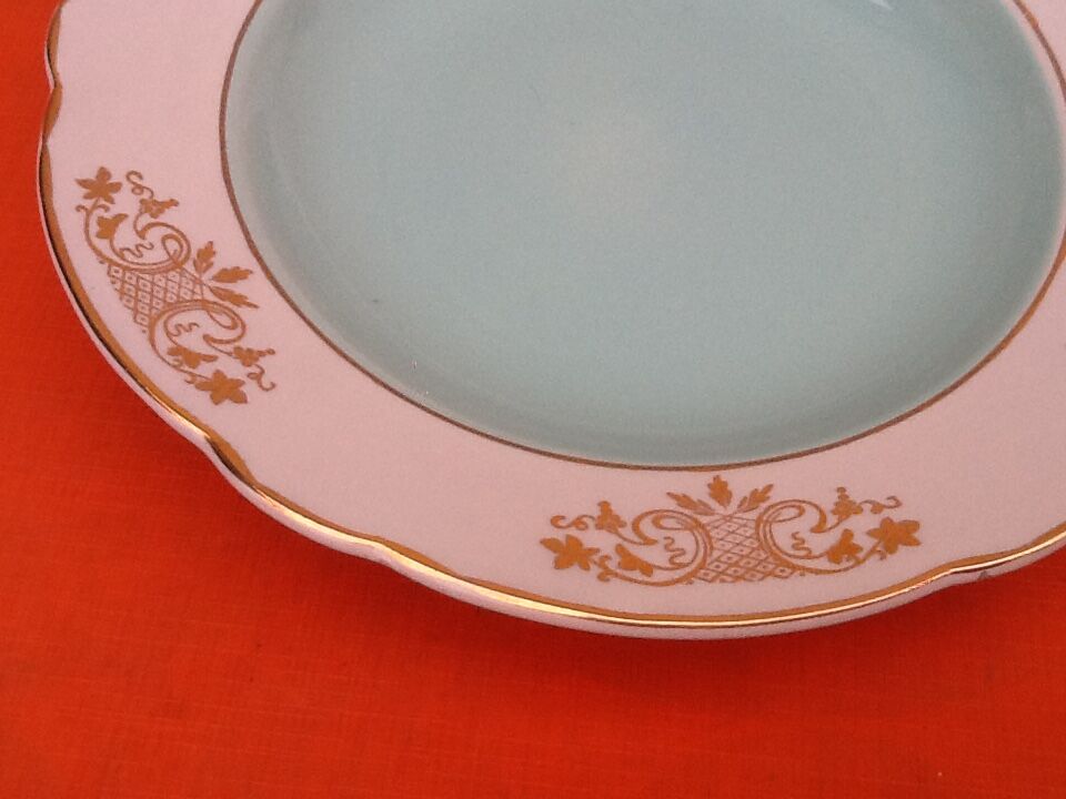 1950s 6 hollow plates Earthenware with gilding Diameter: 240mm