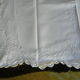 Ancient cotton sheet embroidered with flowers and initials