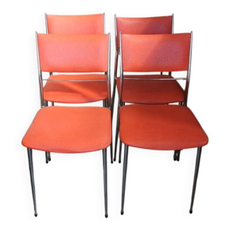 Set of 4 Vintage Orange Chairs – 70s / Pop Style