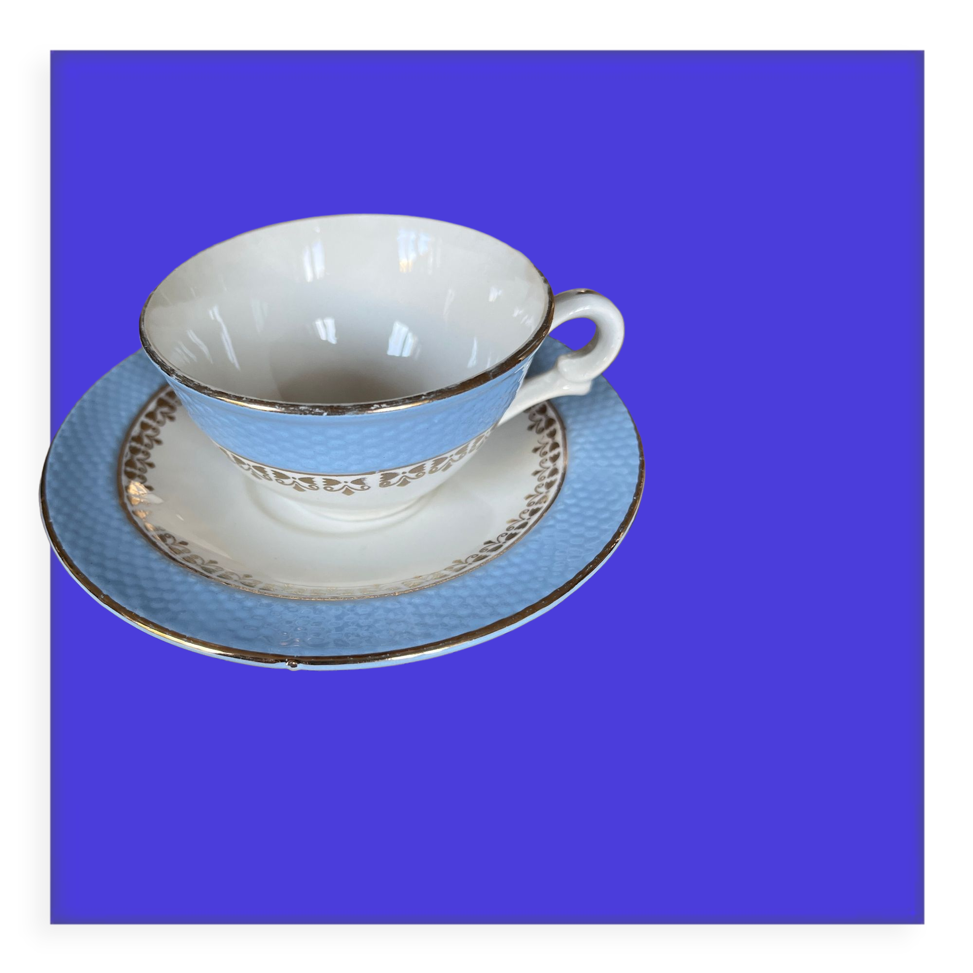 Blue earthenware coffee set