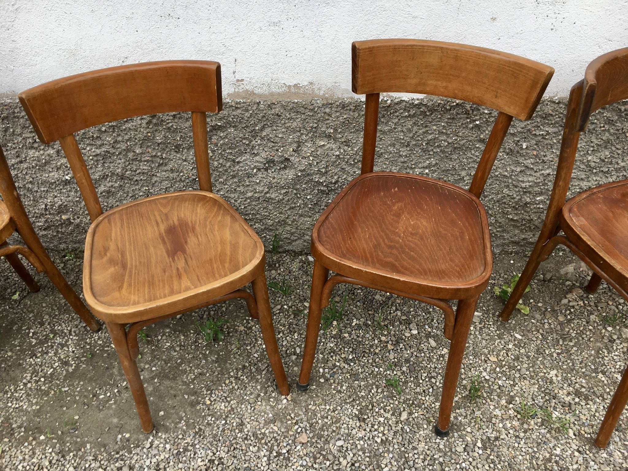 Series of 10 vintage bentwood curved wood bistro chairs