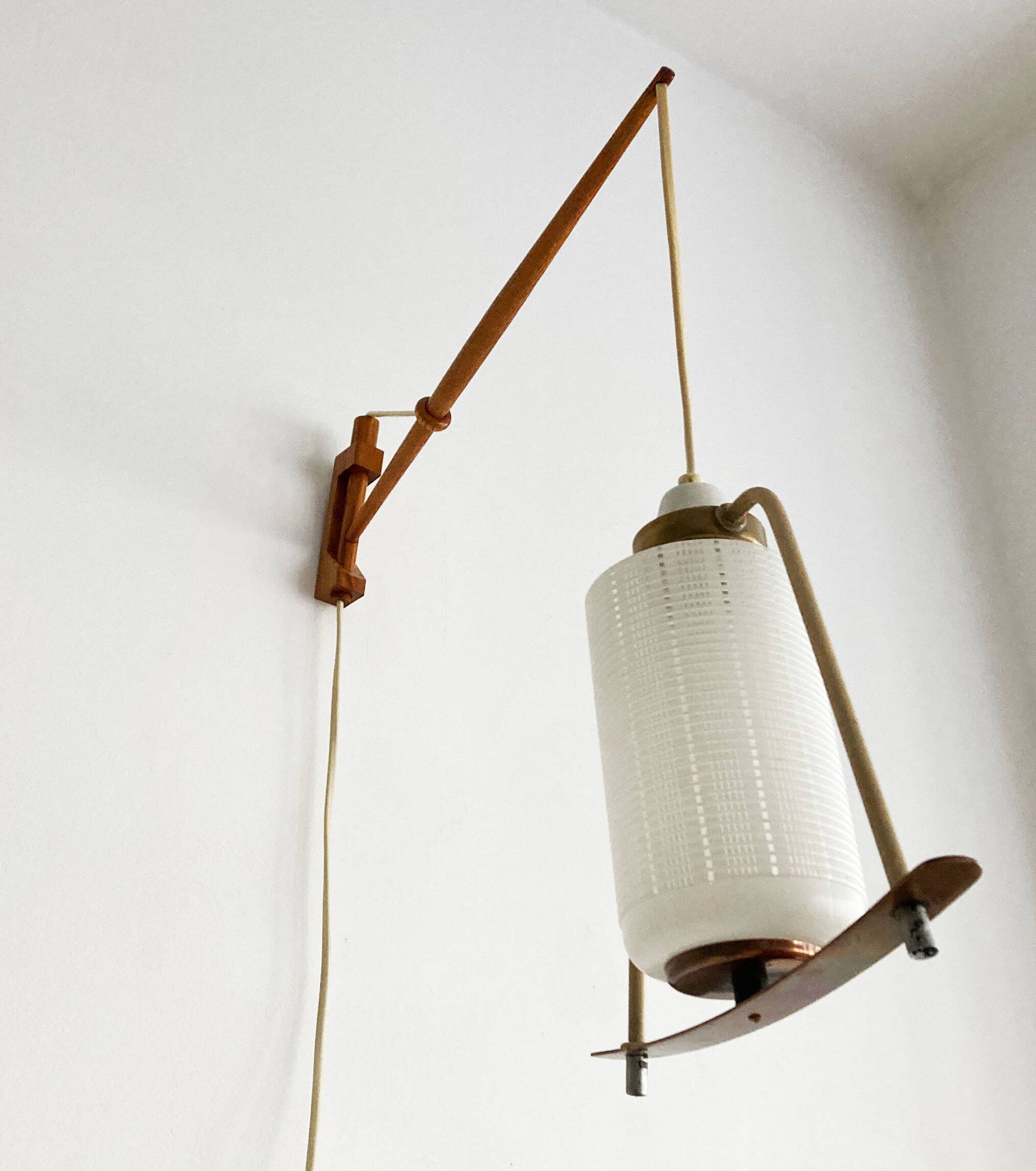 Sculptural 1960s Czech Wall Light – Constructivist Steel & Wood Design