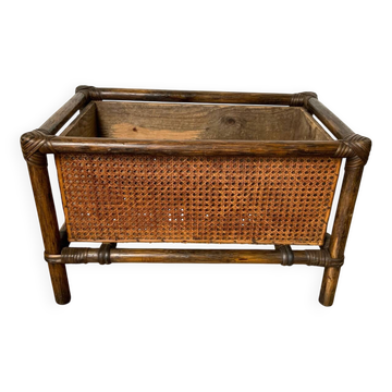Jardinière en bambou et cannage