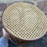 Tabouret viennois en bois courbé et cannage 1950