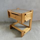 Constructivist style bedside table in elm, 1970s