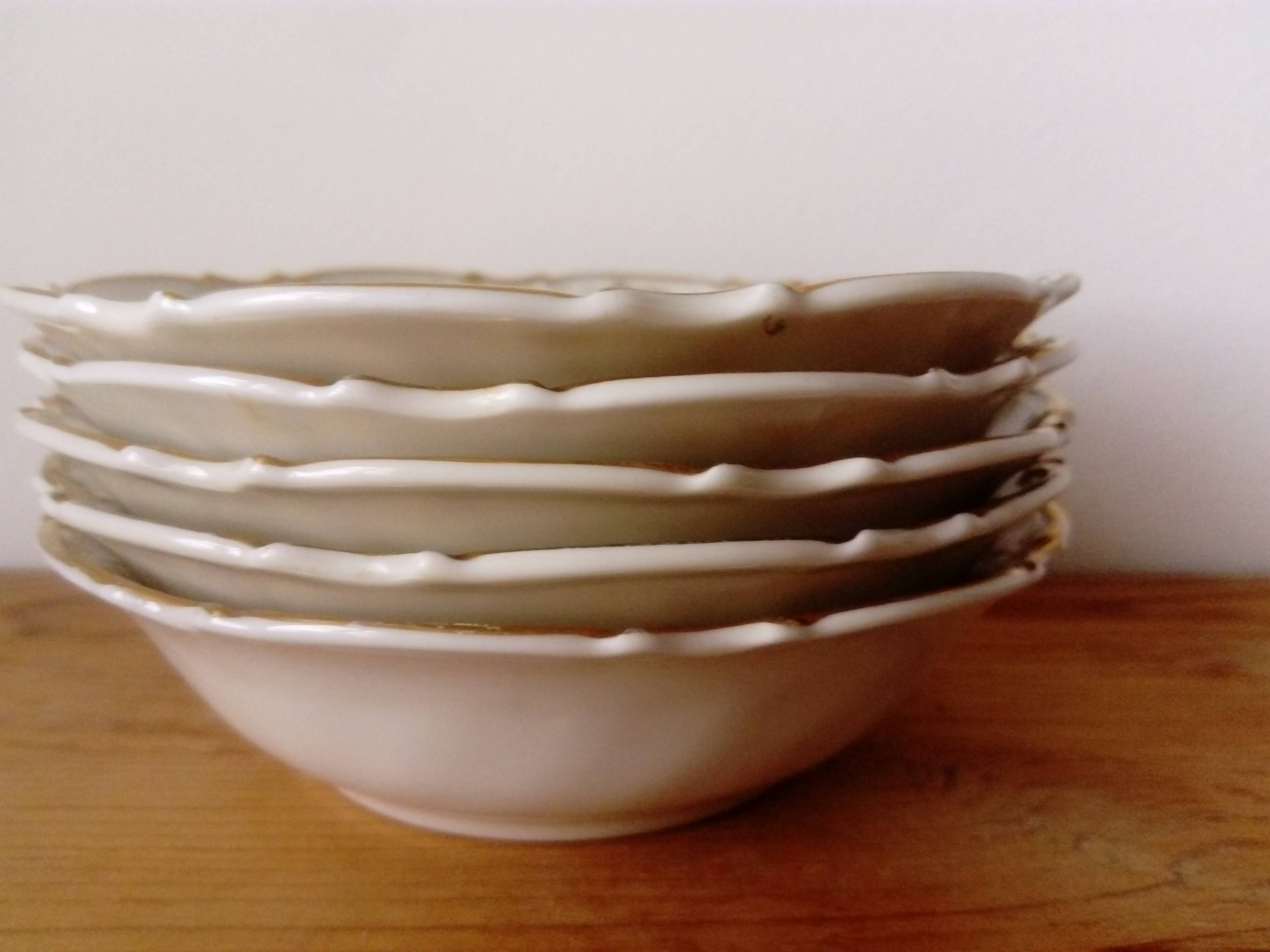 set of 5 old Bavaria fruit bowls decorated with flowers