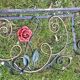 coat rack, hat rest 4 hooks wrought iron polychrome floral decoration