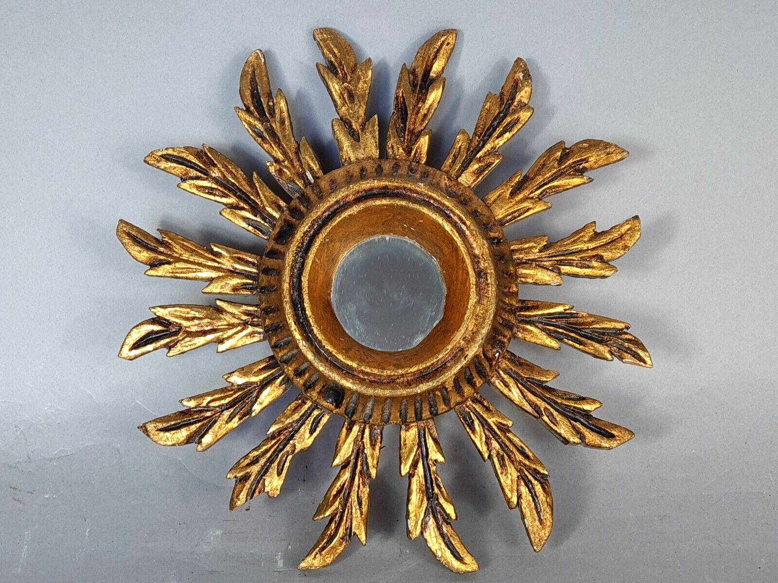 Small vintage golden wood sun mirror 50s 25x3.5 cm Good condition B537