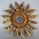 Small vintage golden wood sun mirror 50s 25x3.5 cm Good condition B537