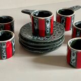 6 vintage luc vallauris art ceramic cups and saucers