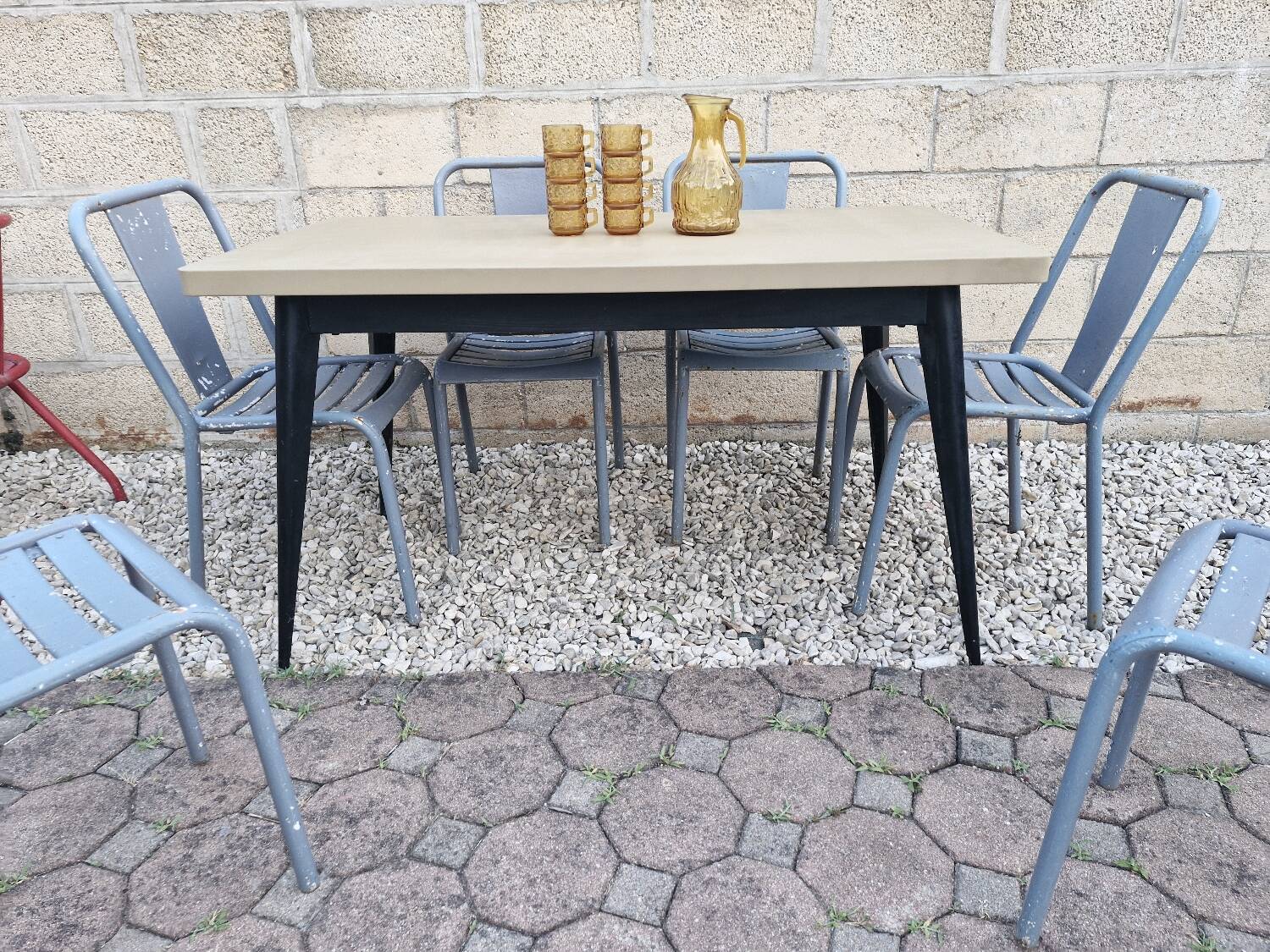 TOLIX, Large Metal Table T55 by Xavier Pauchard France, 1950s