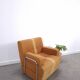 1970s retractable lounge chair in brown stripes with chrome tube frame.