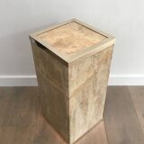 Travertine and brass column by Willy Rizzo