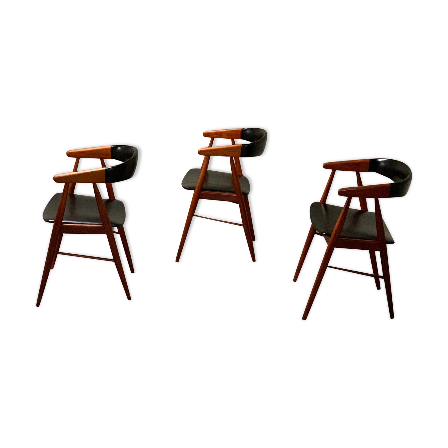 Suite de 3 chaises en teck