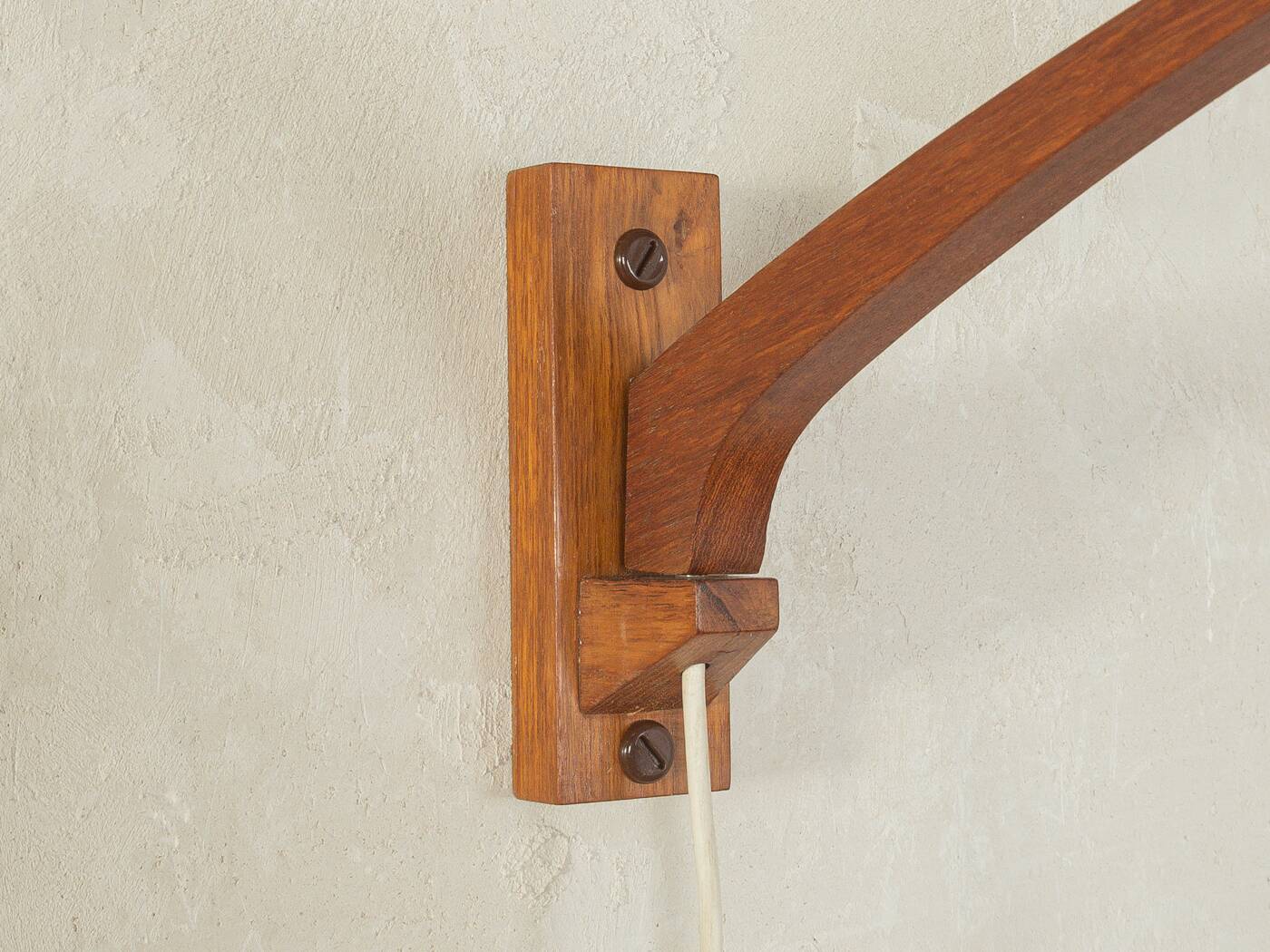 1960s wall lamp in Scandinavian design, teak and beige shade