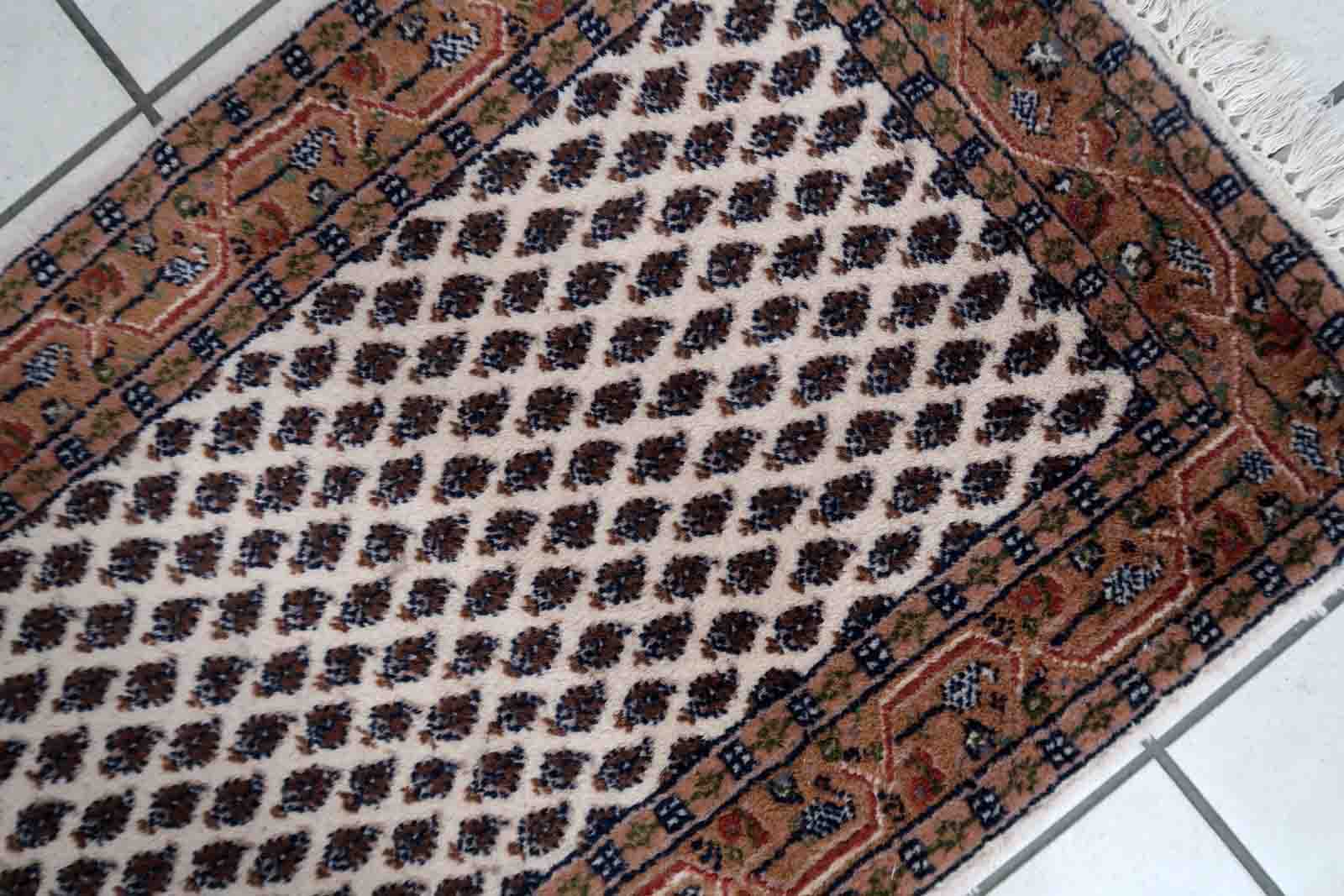 Vintage Indian carpet Seraband handmade 56cm x 89cm 1970s