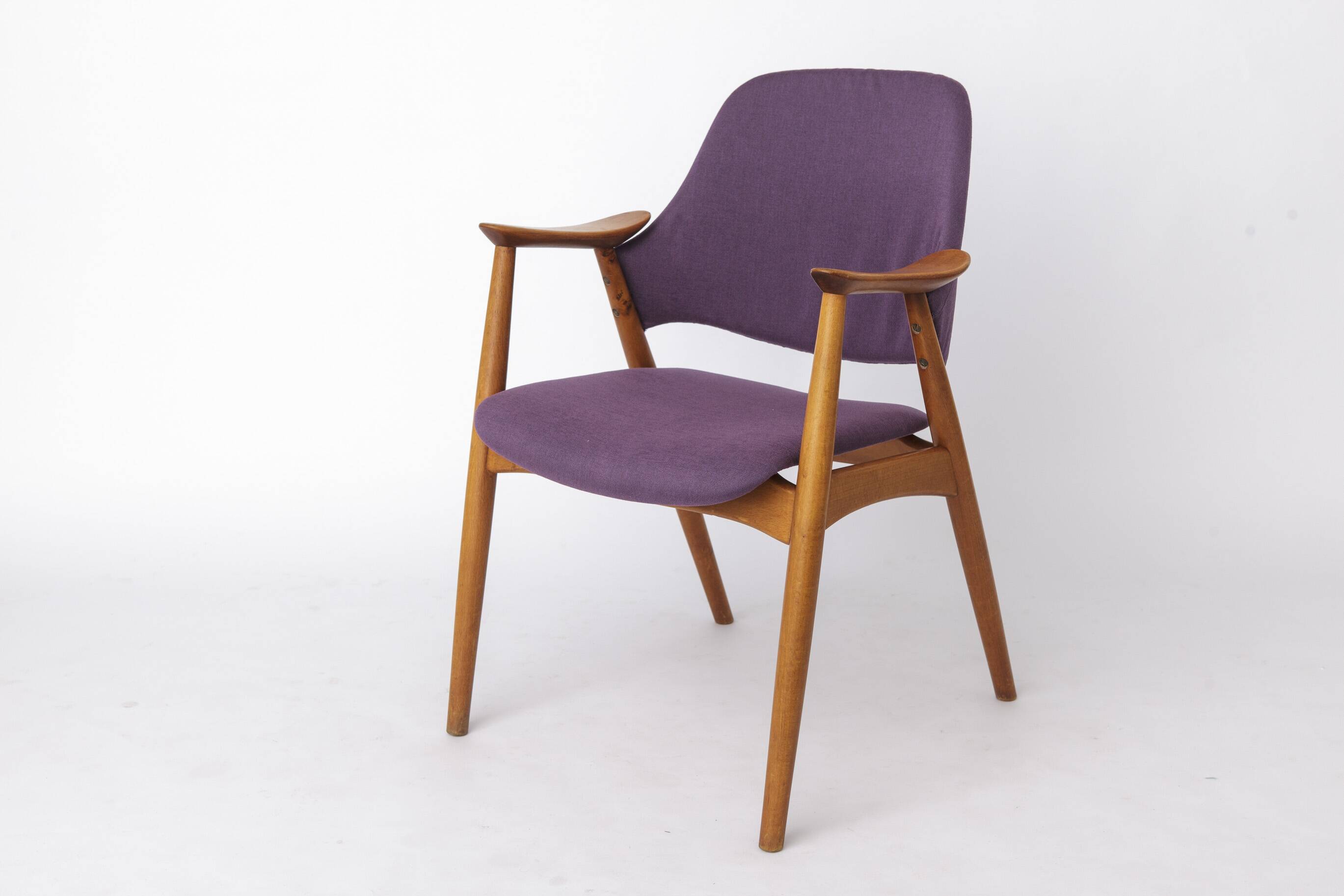 Vintage Lounge Chairs Set of 4, Germany 1960s, Beech Wood, Newly Upholstery