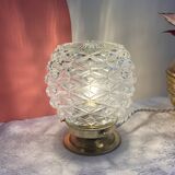 Vintage table lamp in chiseled glass - pineapple model