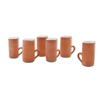 Series of six terracotta cups