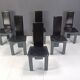 Set of 6 Italian leather and green lacquer dining chairs, 1980s
