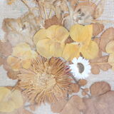 Nice table of dried flowers on beige linen