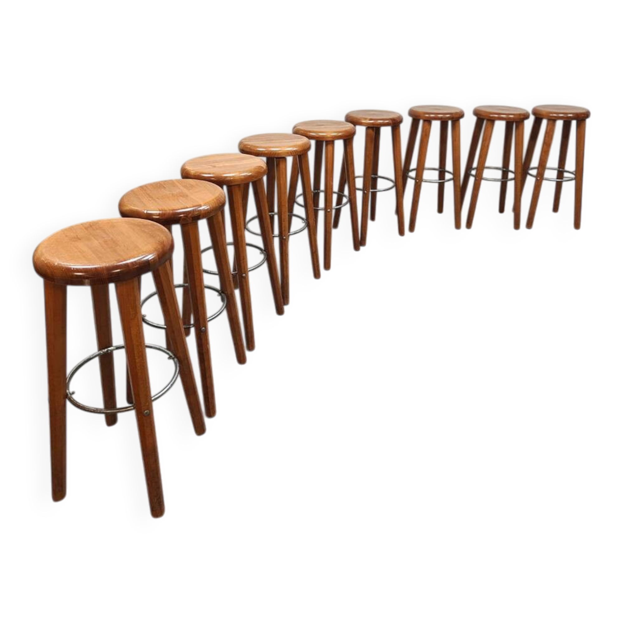 Vintage French wooden barstools 1970