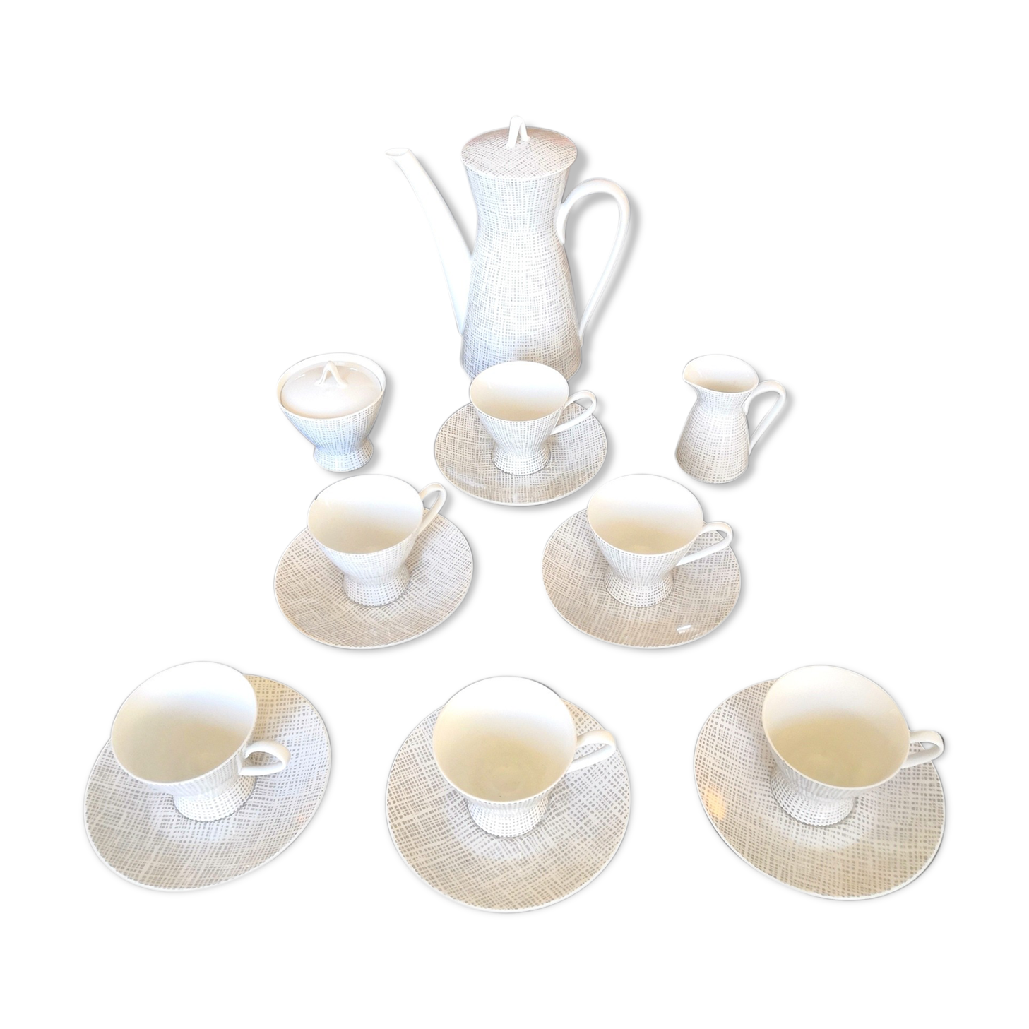 Rosenthal coffee set 2000, silk décor by Raymond Loewy and Latham design 50s