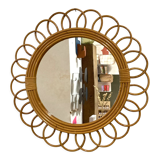 Rattan flower mirror