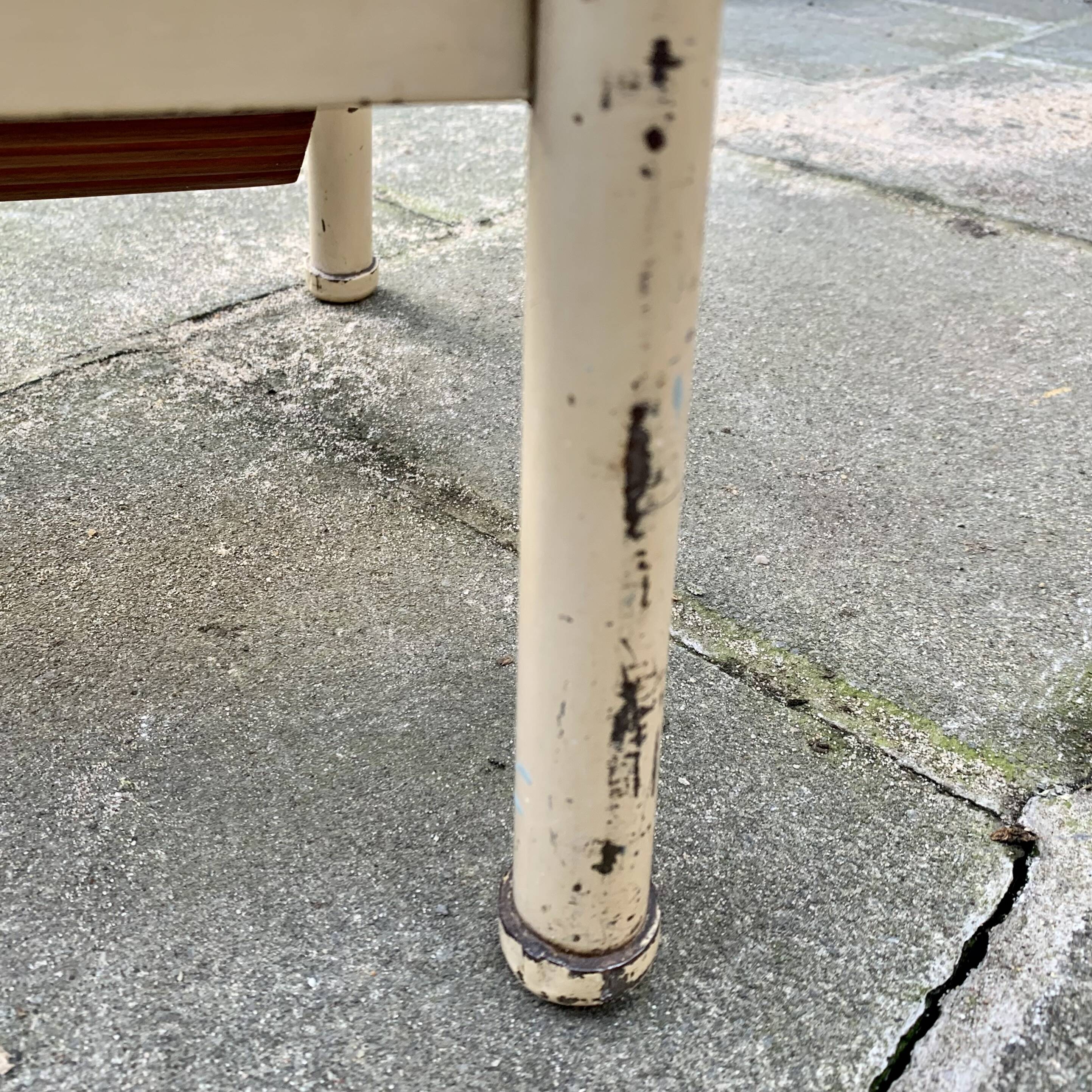 Vintage step stool in wood and steel