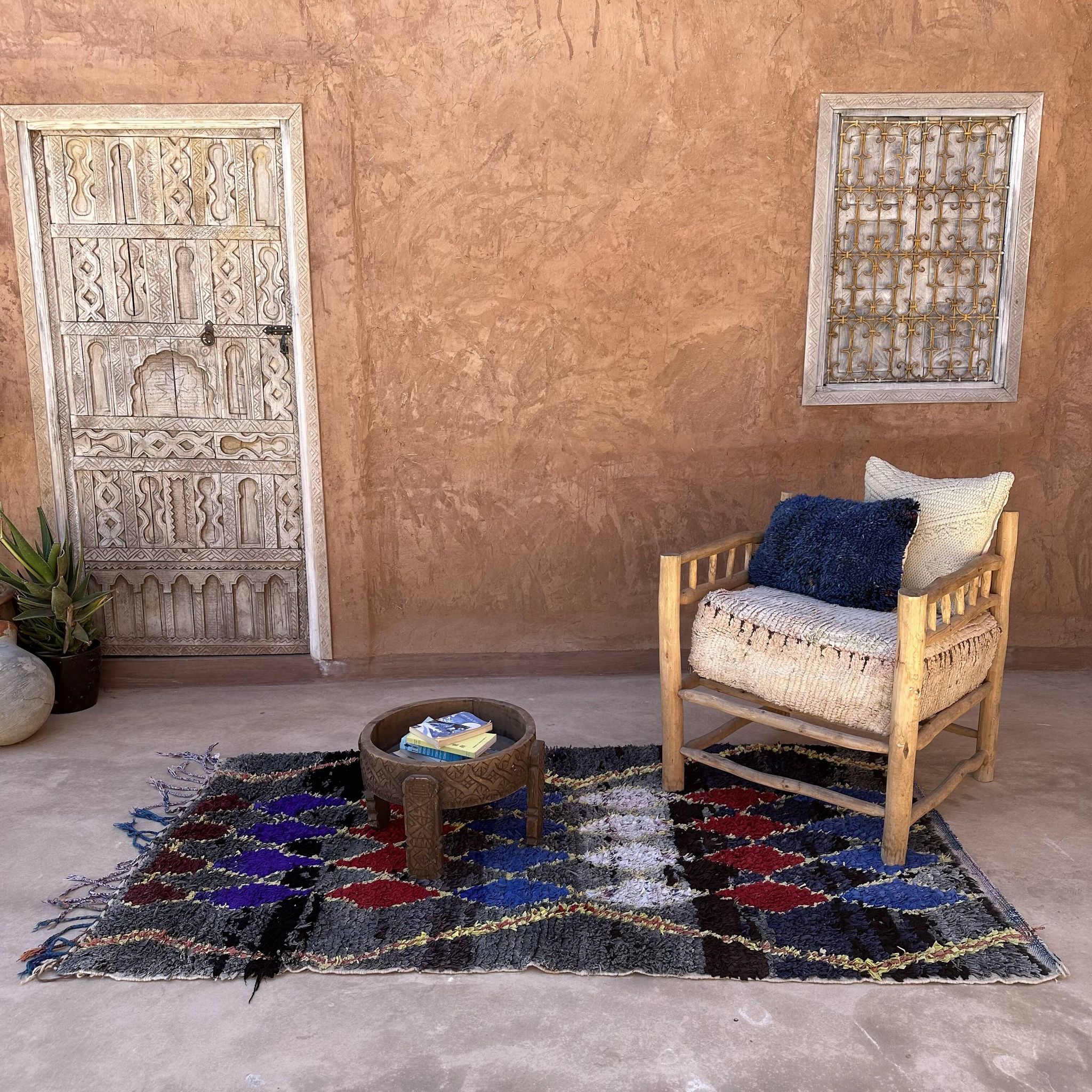 Tapis Marocain boucherouite coloré - 116 x 213 cm