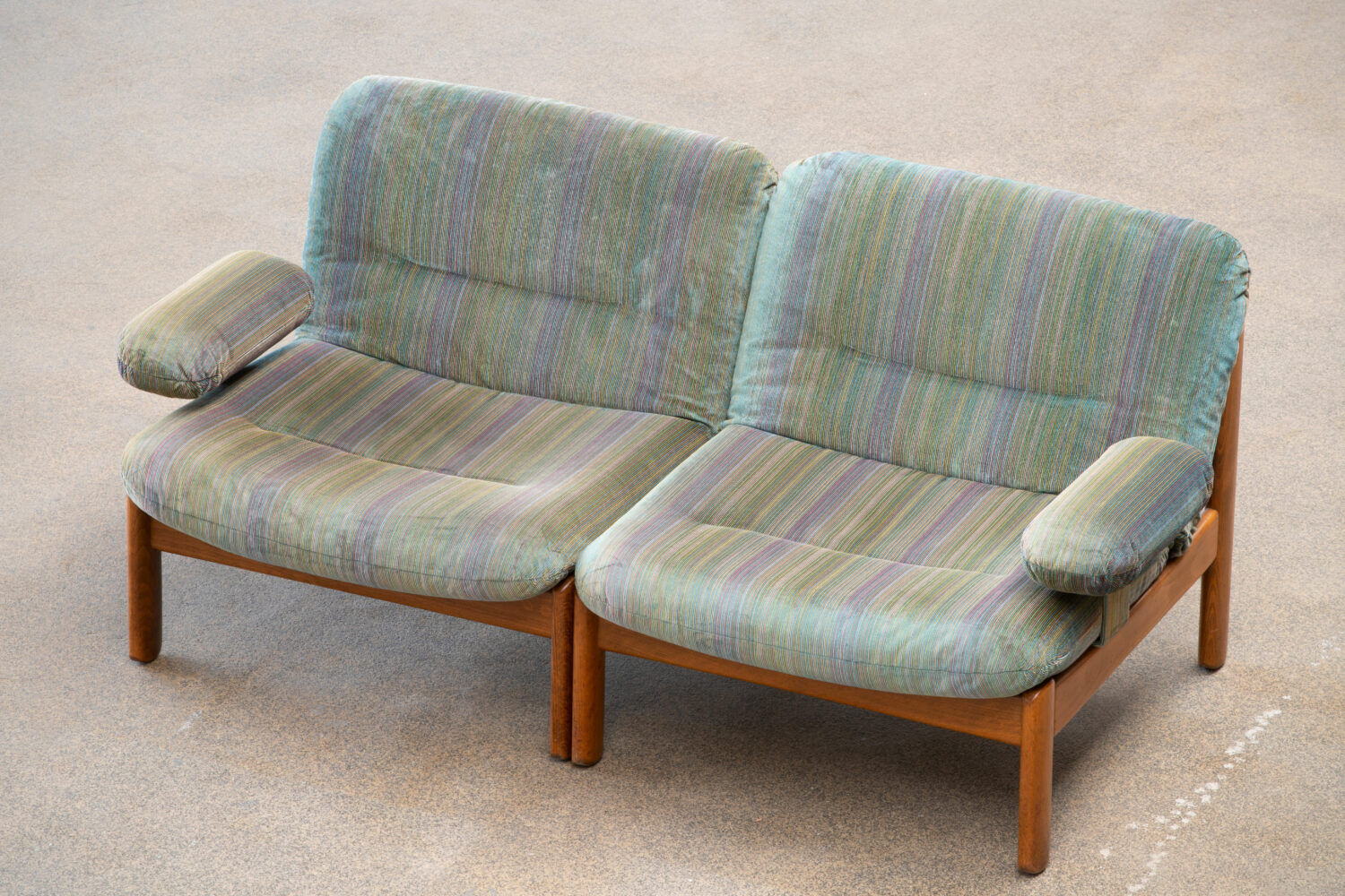 Pair of Scandinavian armchairs in teak and velvet, 1960