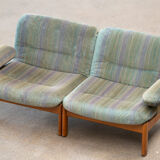 Pair of Scandinavian armchairs in teak and velvet, 1960