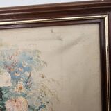 Oil painting on canvas, Bouquets of roses and tulips, signed Hire