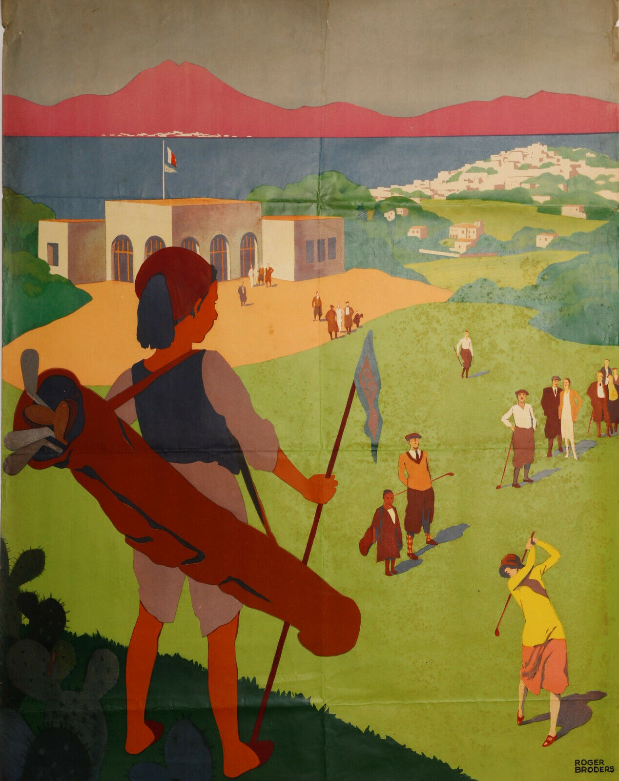Affiche Roger Broders golf de la soukra Tunis plm Vaugirard 1932
