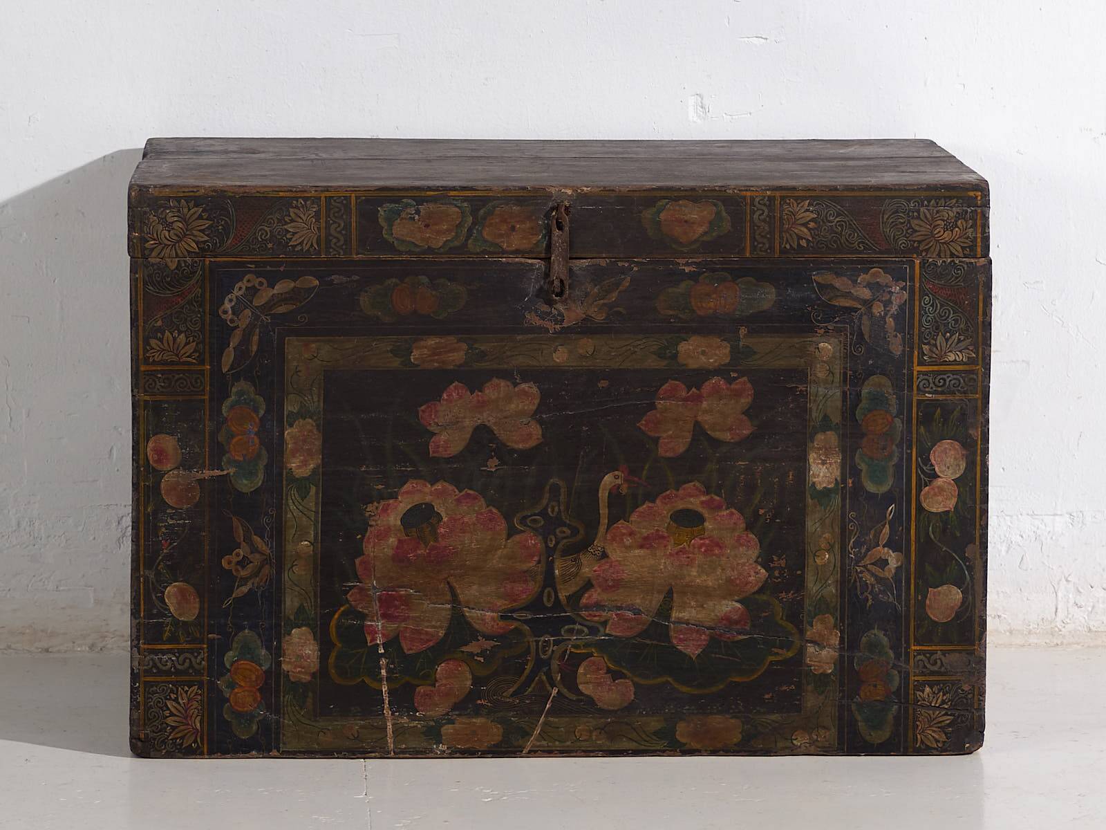 Antique opera chest with lotus flowers, China, circa 1900