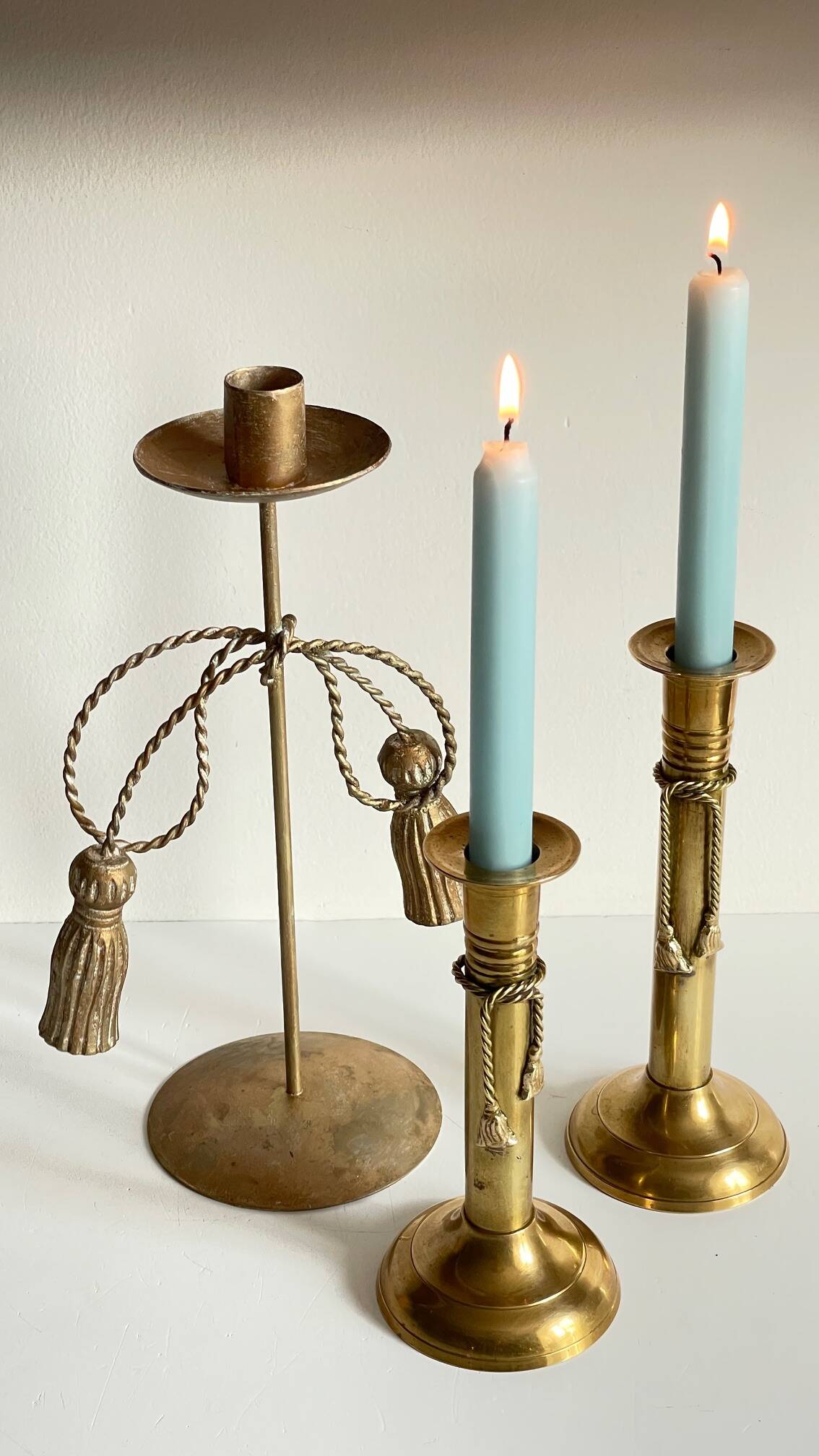 Vintage Knot Candle Holders Brass Metal