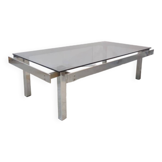 Vintage coffee table in metal and smoked glass