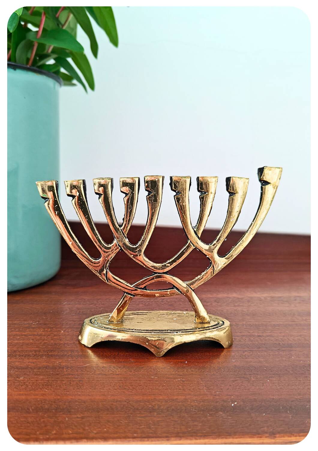 Vintage brass wainberg m8534 israel menora 9 candle holder