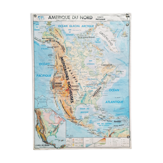 Ancienne carte mdi amérique du nord physique et économique r. brunet