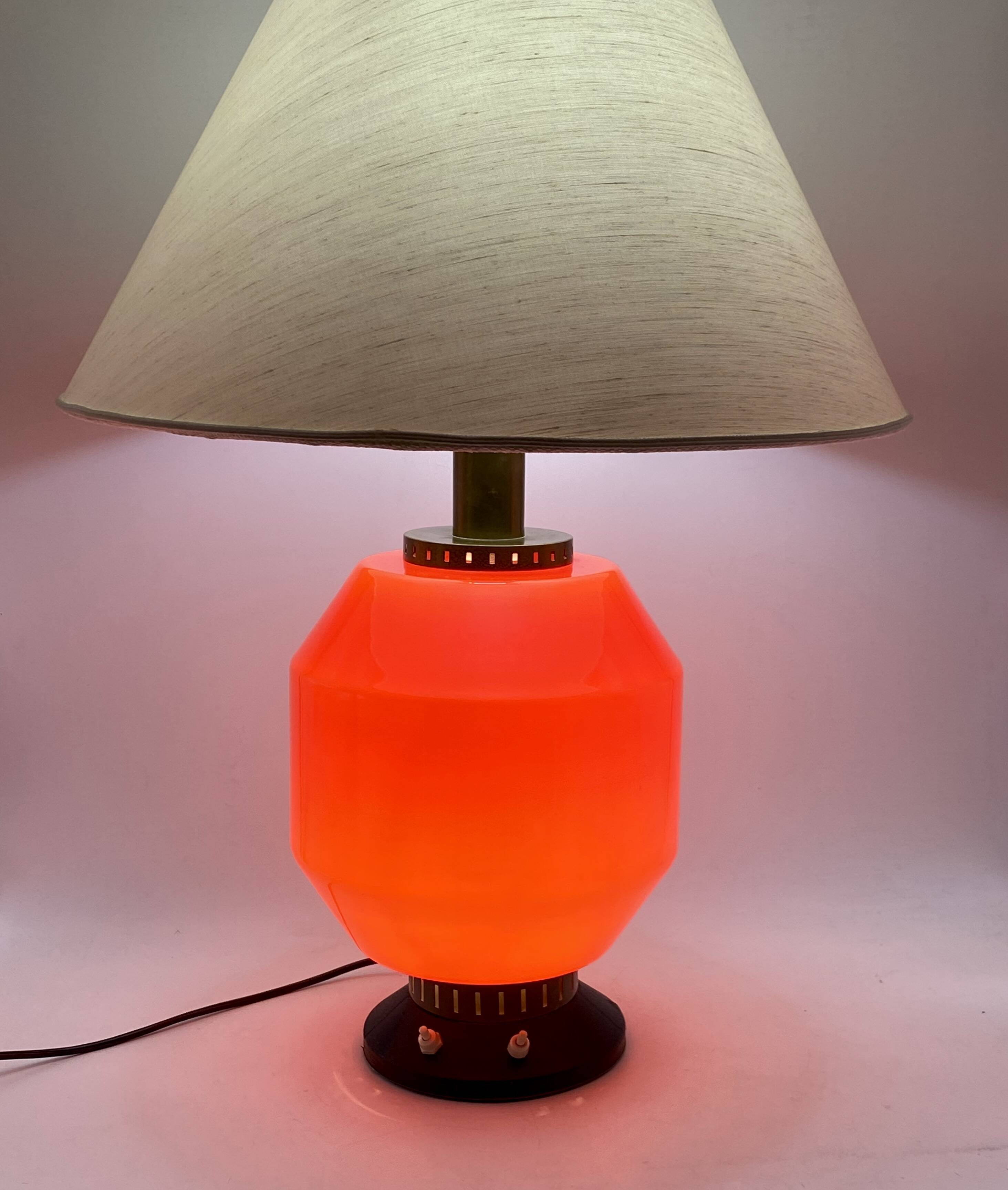 Space Age orange glass table lamp base, Italy 1960s