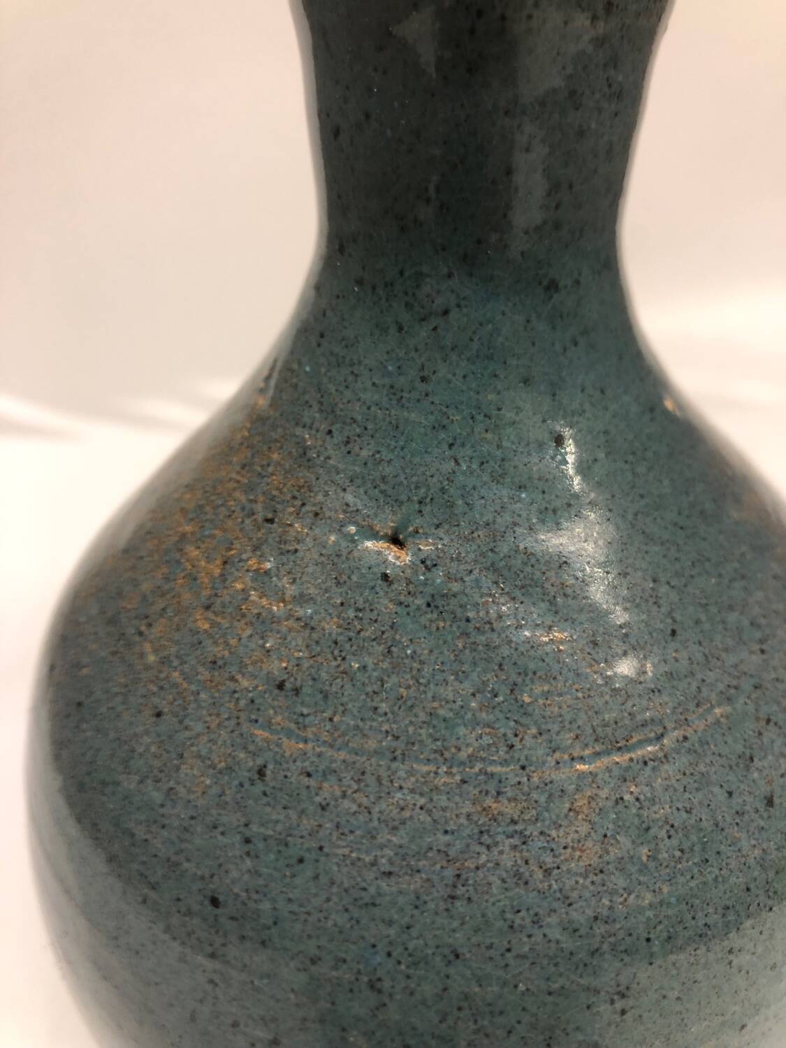 Light blue speckled ceramic vase