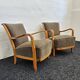 Chaises en bois d'orme art déco du milieu du siècle avec tapisserie fendi, 1940