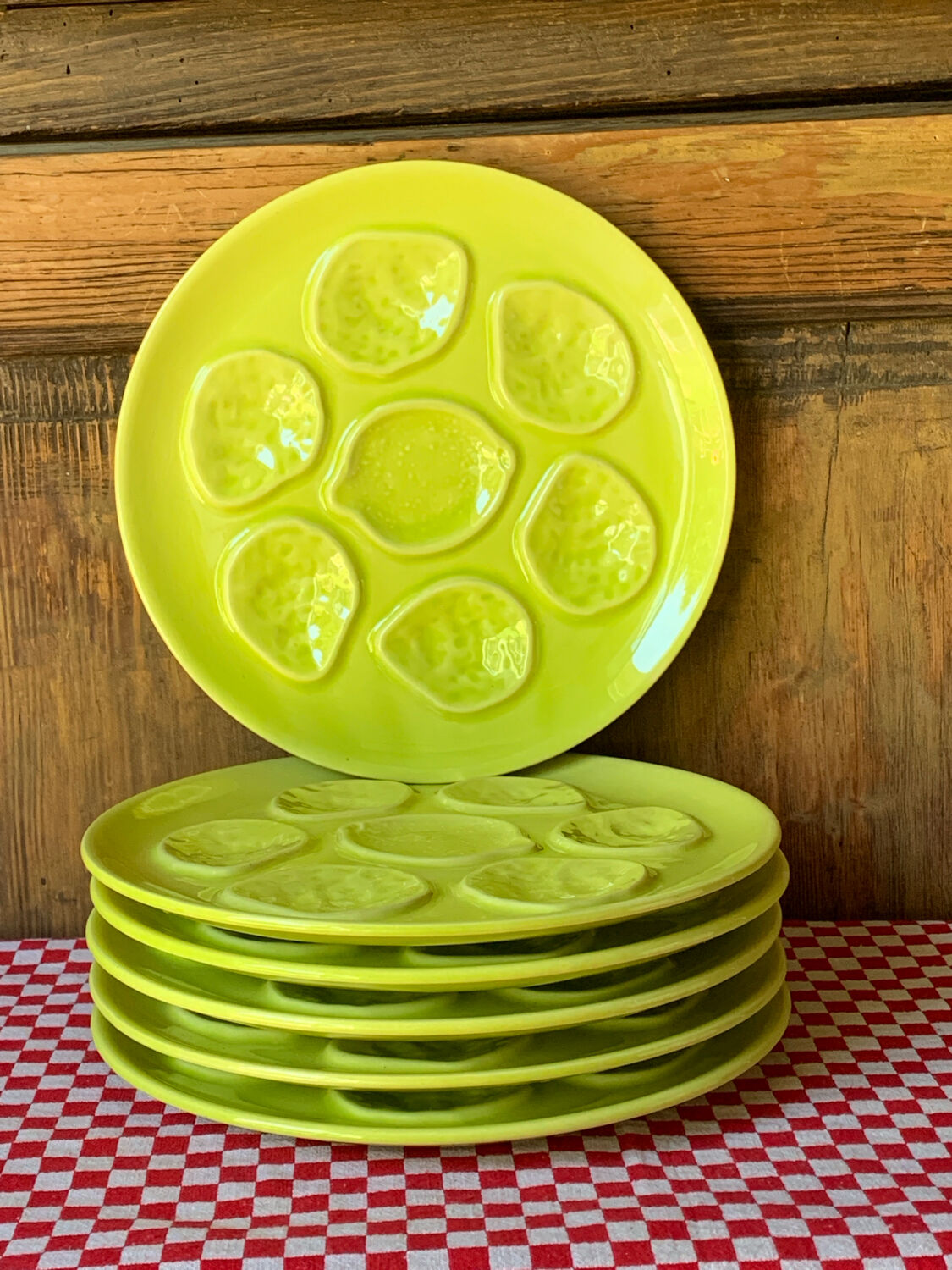 Anise green oyster plates Niderviller 1960