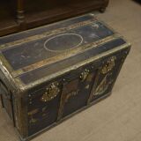 Malle de voyage Regoldia Lyon en carton tissu et bronze 1920