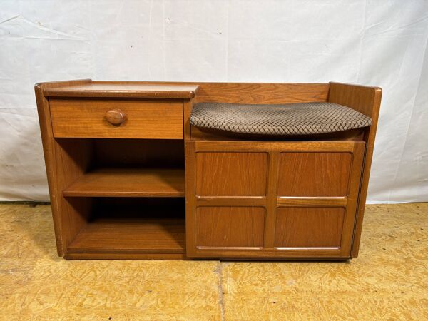 Siège téléphonique en teck rétro vintage des années 1960-1970 par Nathan. Élégant.