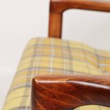Fauteuil vintage Mid Century Design avec coussins en laine tartan jaune, Pologne, 1960