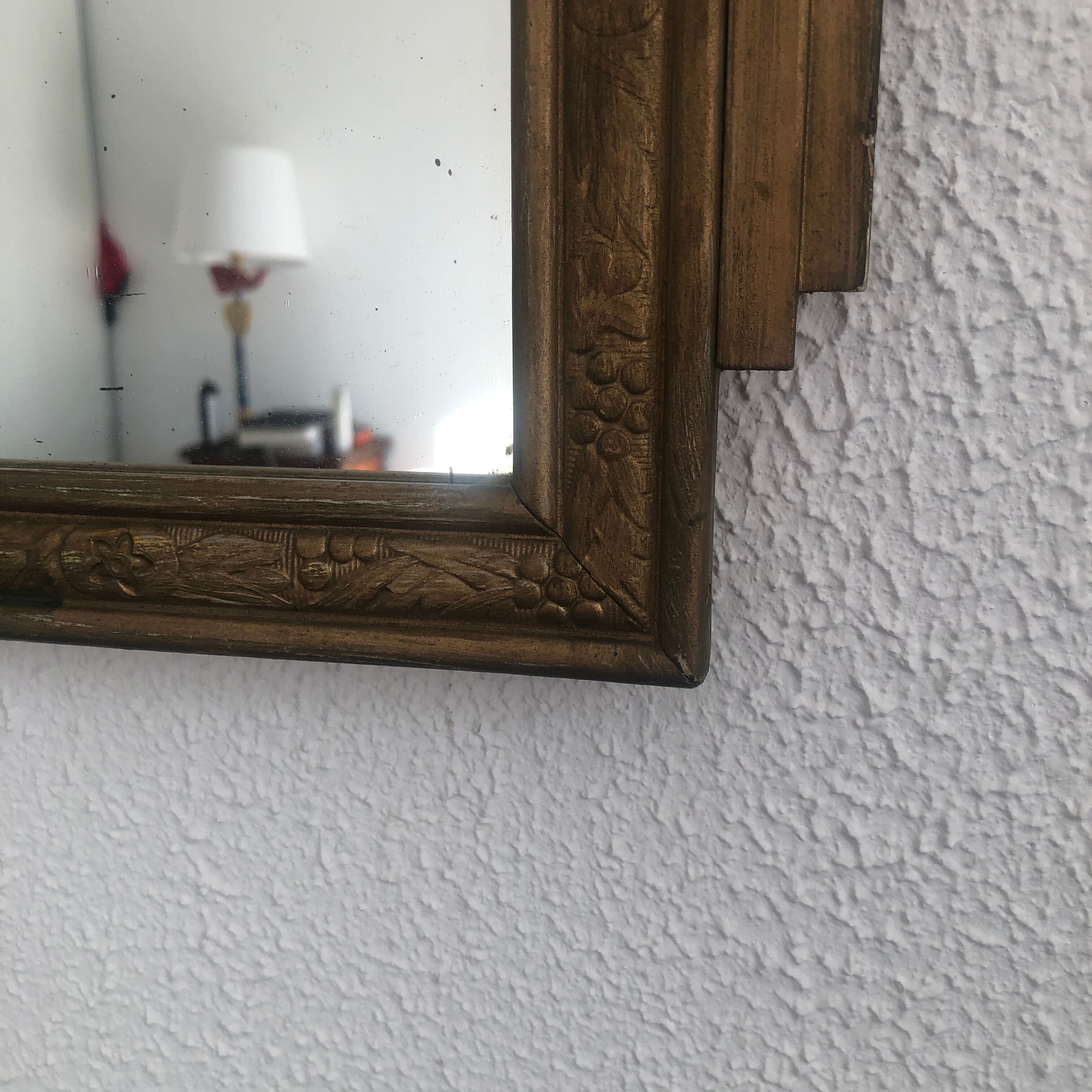 Vintage mirror 1930 golden wood - 51 x 32 cm