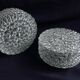 Pair of round vintage moulded glass ceiling lights.