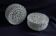Pair of round vintage moulded glass ceiling lights.