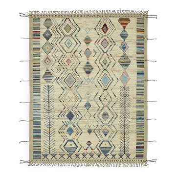 Tapis turc contemporain en laine multicolore noué à la main, 256 cm x 307 cm